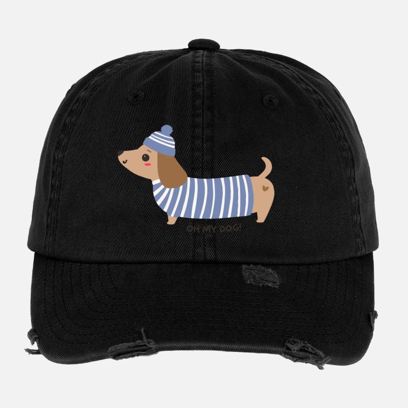 Oh my dog! - Blau gestreift Flexfit Vintage Destroyed Cap