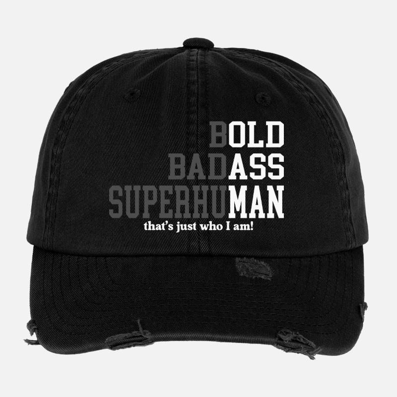 Bold Badass Superhuman Dad Fathers Day Gift Flexfit Vintage Destroyed Cap