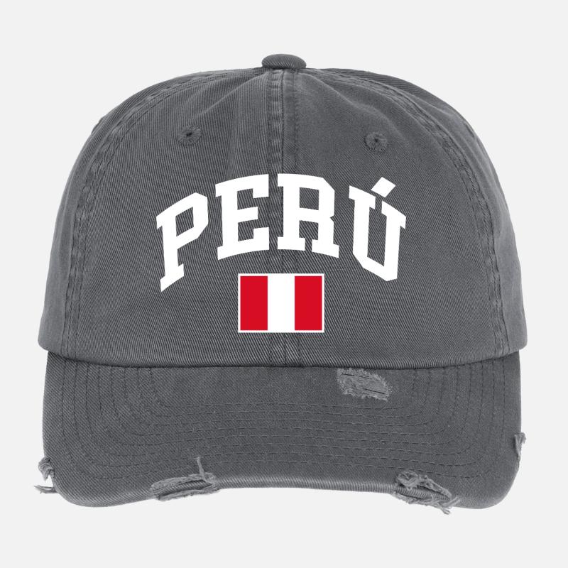 Peru Flagge Flexfit Vintage Destroyed Cap