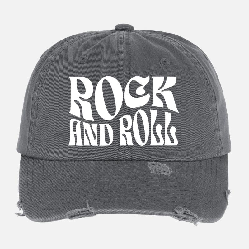 Retro Rock Typografischer Druck Flexfit Vintage Destroyed Cap