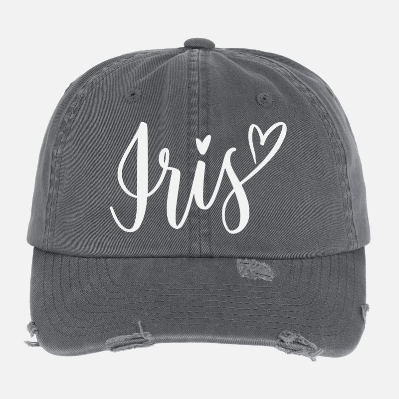 Lettrage en forme de cœur d’iris Casquette vintage effet usé Flexfit