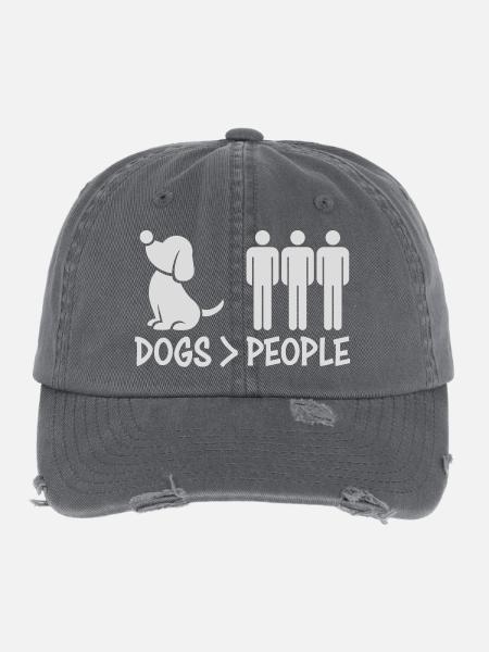 Chiens sur les gens, chien Drôle de proverbe antisocial - Casquette vintage effet usé Flexfit - charbon - Devant