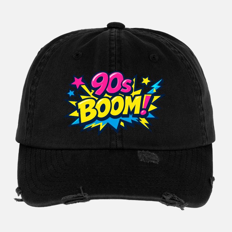 Explosion de la bande dessinée boom des années 90 Casquette vintage effet usé Flexfit