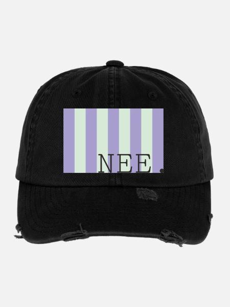Nee Pastellstreifen Schrift - Flexfit Vintage Destroyed Cap - Schwarz - Vorne