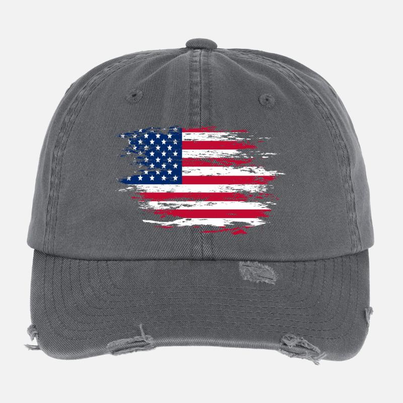 USA Flagge used Flexfit Vintage Destroyed Cap