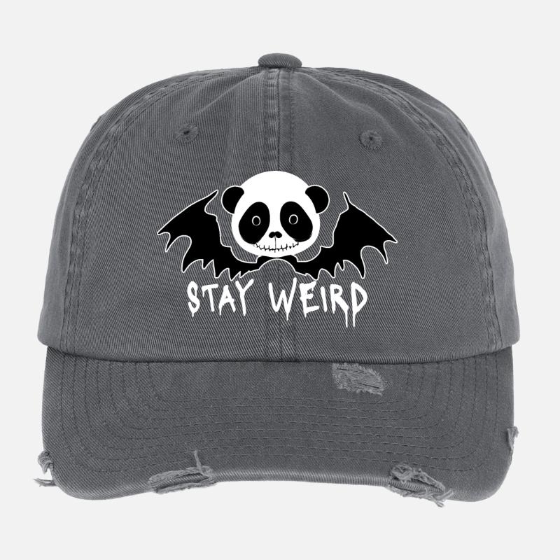 Restez bizarre Goth Panda Casquette vintage effet usé Flexfit