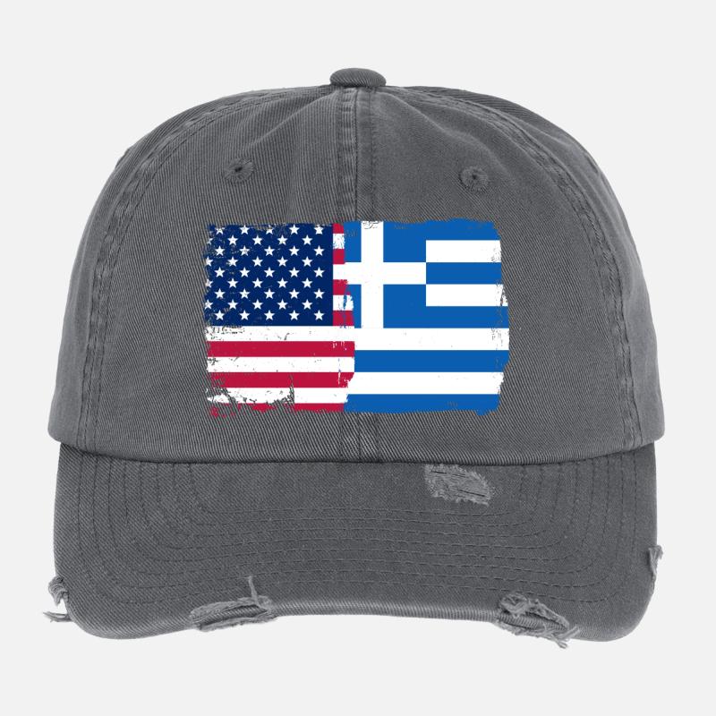 Fusion du drapeau de la Grèce des États-Unis Casquette vintage effet usé Flexfit