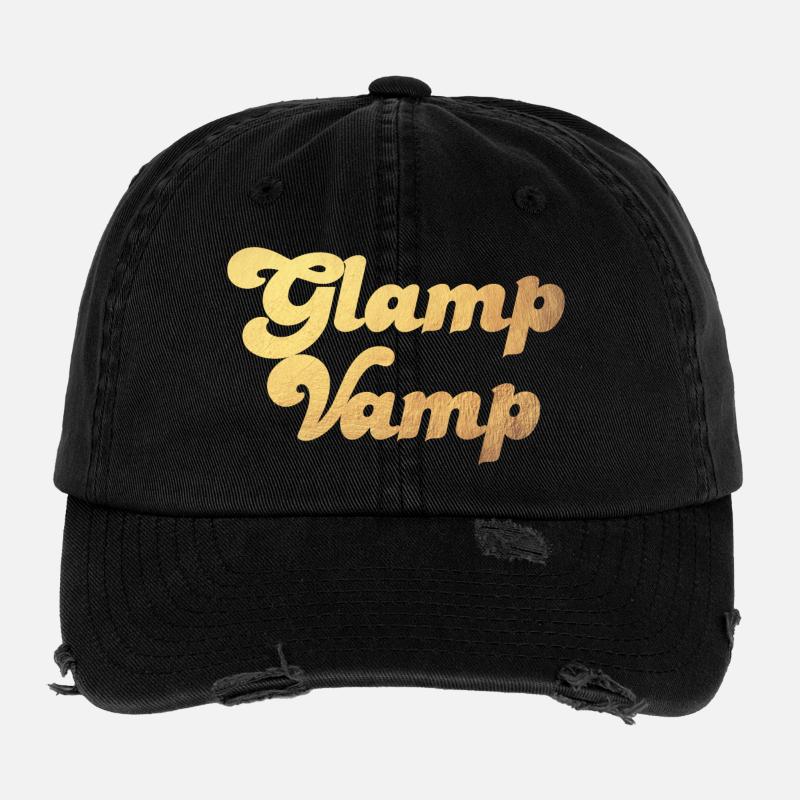 Glamp Vamp Gold Glamping Camping Luxus cool Camper Flexfit Vintage Destroyed Cap