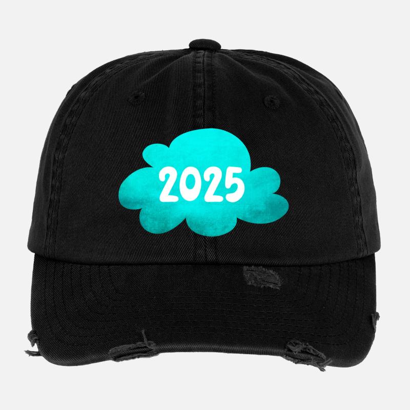 Cloud 2025 Structure Nouvel An Réveillon du Nouvel An Nouvel An Casquette vintage effet usé Flexfit