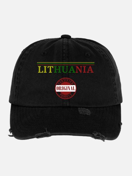 Litauischer Stolz, ich liebe Litauen - Flexfit Vintage Destroyed Cap - Schwarz - Vorne