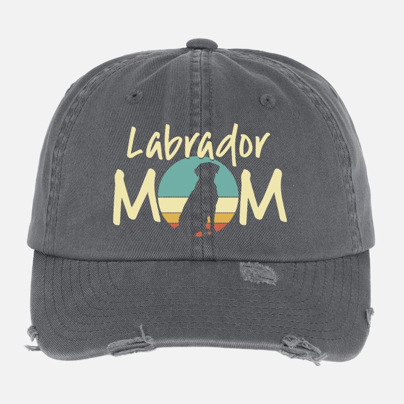 maman labrador rétro coucher de soleil design Casquette vintage effet usé Flexfit