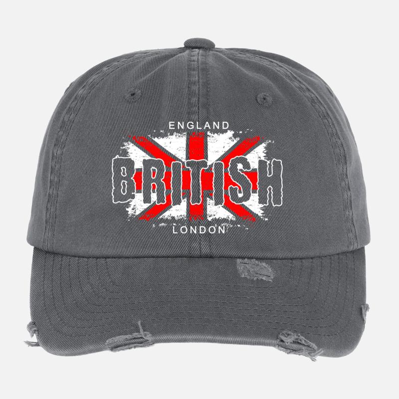 Englische Flagge mit Kreuz und Text Flexfit Vintage Destroyed Cap