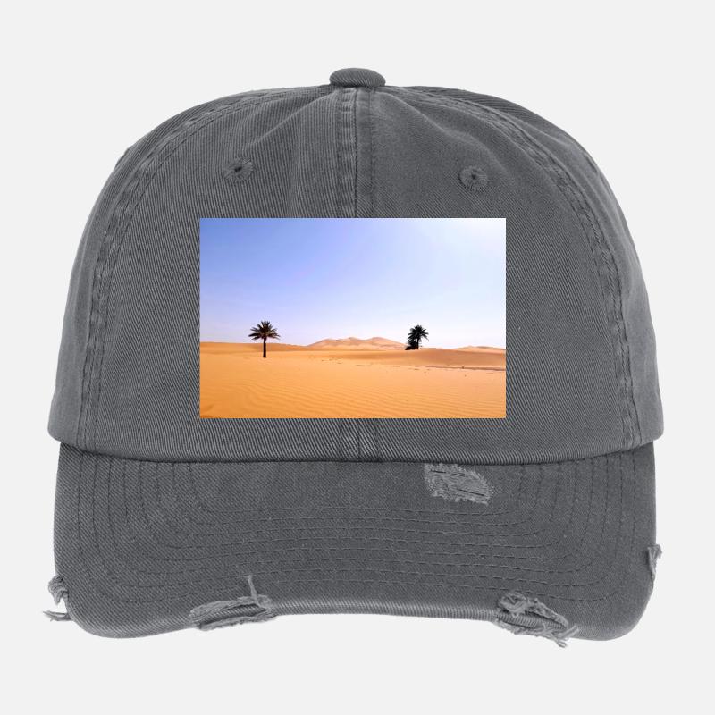 Solar Palms in Golden Desert Flexfit Vintage Destroyed Cap