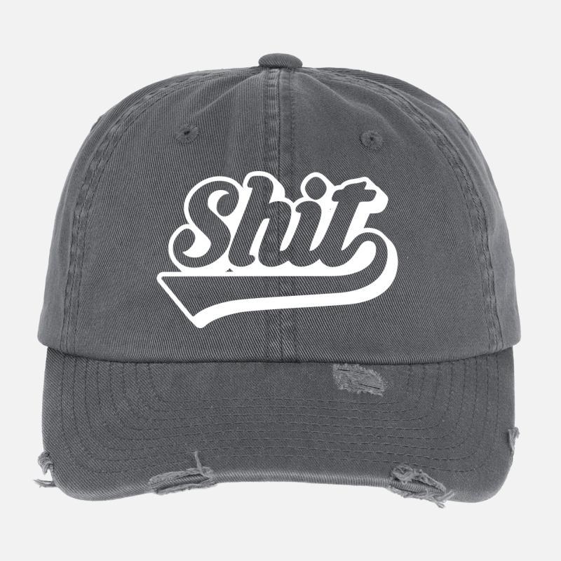 Scheiße Retro-Skript Flexfit Vintage Destroyed Cap