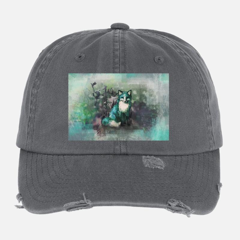 renard bleu d’automne Casquette vintage effet usé Flexfit