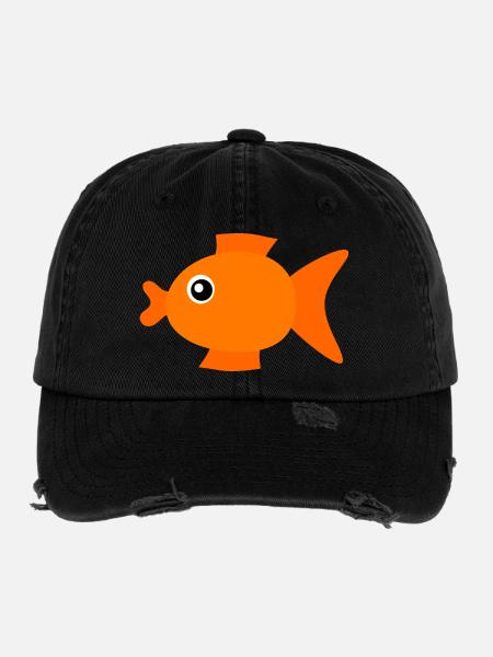 Fisch Shirt Fischmotiv,Angelbekleidung Geschenk - Flexfit Vintage Destroyed Cap - Schwarz - Vorne