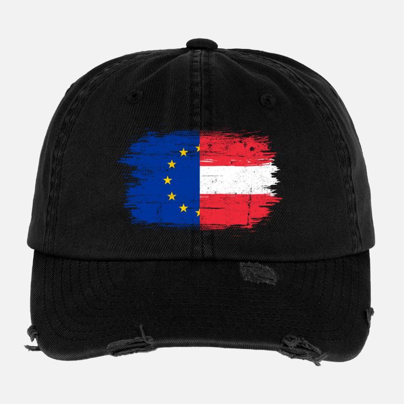 UE Autriche Drapeau Fusion Casquette vintage effet usé Flexfit