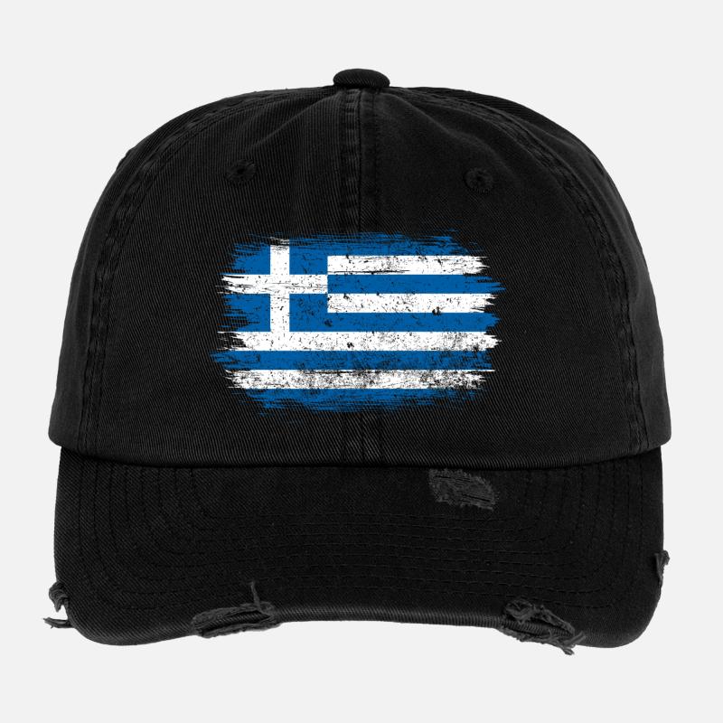 Drapeau grec brossé Casquette vintage effet usé Flexfit