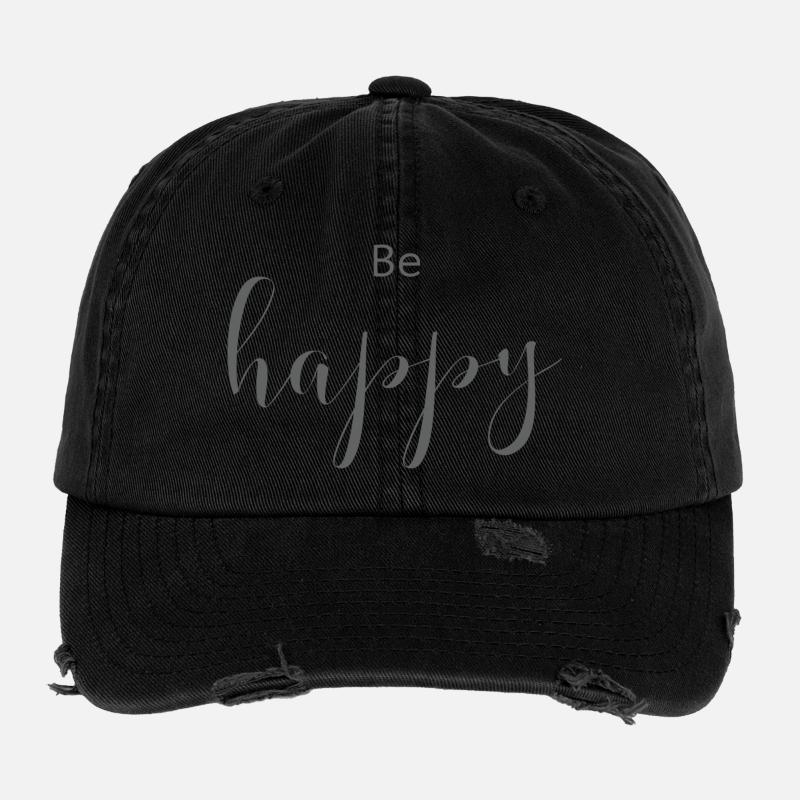 Schöne Sprüche Positiv be happy Flexfit Vintage Destroyed Cap