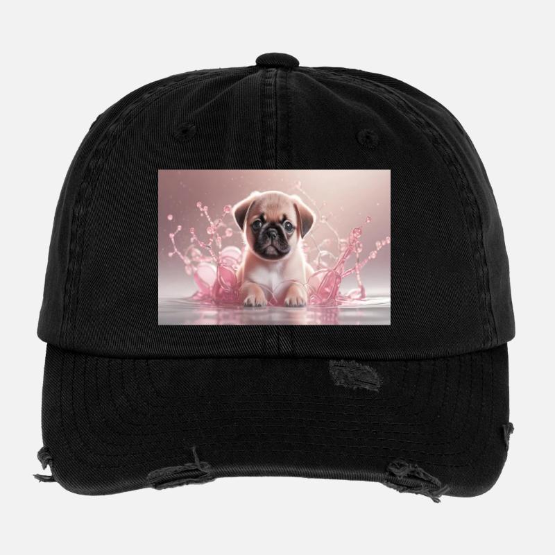 Chiot mignon en ballon de plage rose Casquette vintage effet usé Flexfit