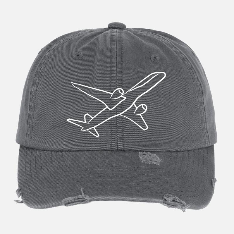 Airplane Sketch Flexfit Vintage Destroyed Cap