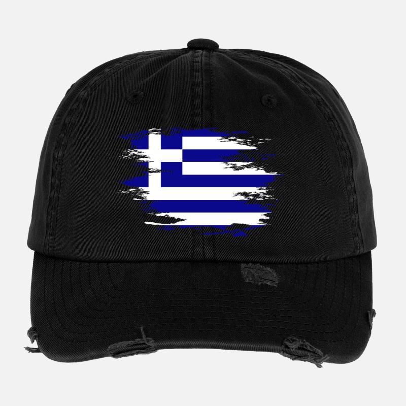 Griechenland Flagge used Design Flexfit Vintage Destroyed Cap