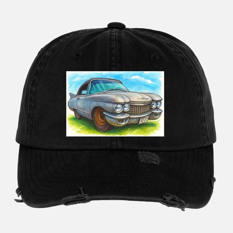Retro Classic Cad -60 - Flexfit Vintage Destroyed Cap - Schwarz