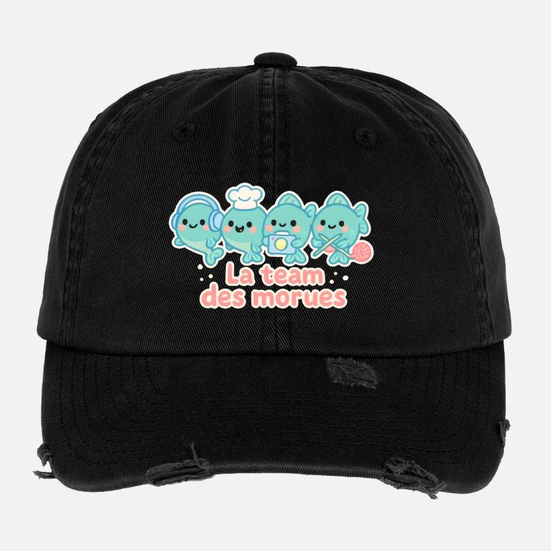 The team of cod nautical mascots - Flexfit Vintage Destroyed Cap - black