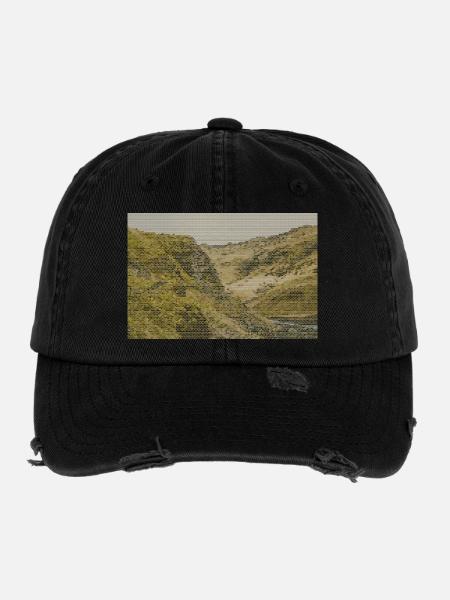 Canyon en maille géométrique - Casquette vintage effet usé Flexfit - noir - Devant