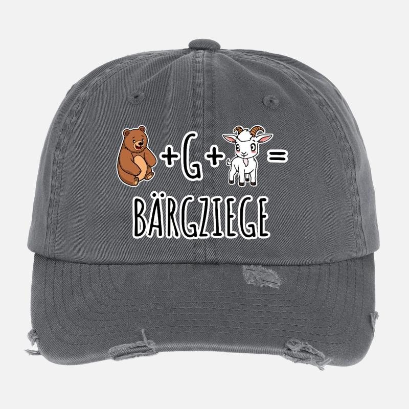 Bear plus goat equals mountain goat uh BEAR-G-GOAT Flexfit Vintage Destroyed Cap