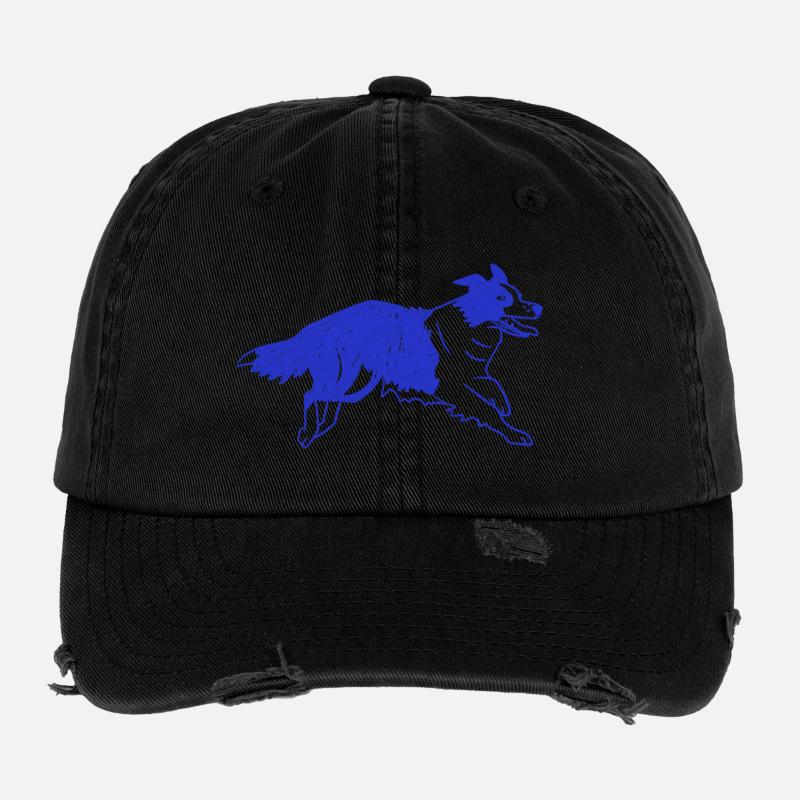 Border Collie Chien Courant Casquette vintage effet usé Flexfit