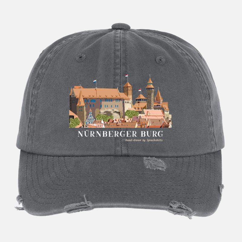 Nuremberg Castle Hand Drawing Flexfit Vintage Destroyed Cap