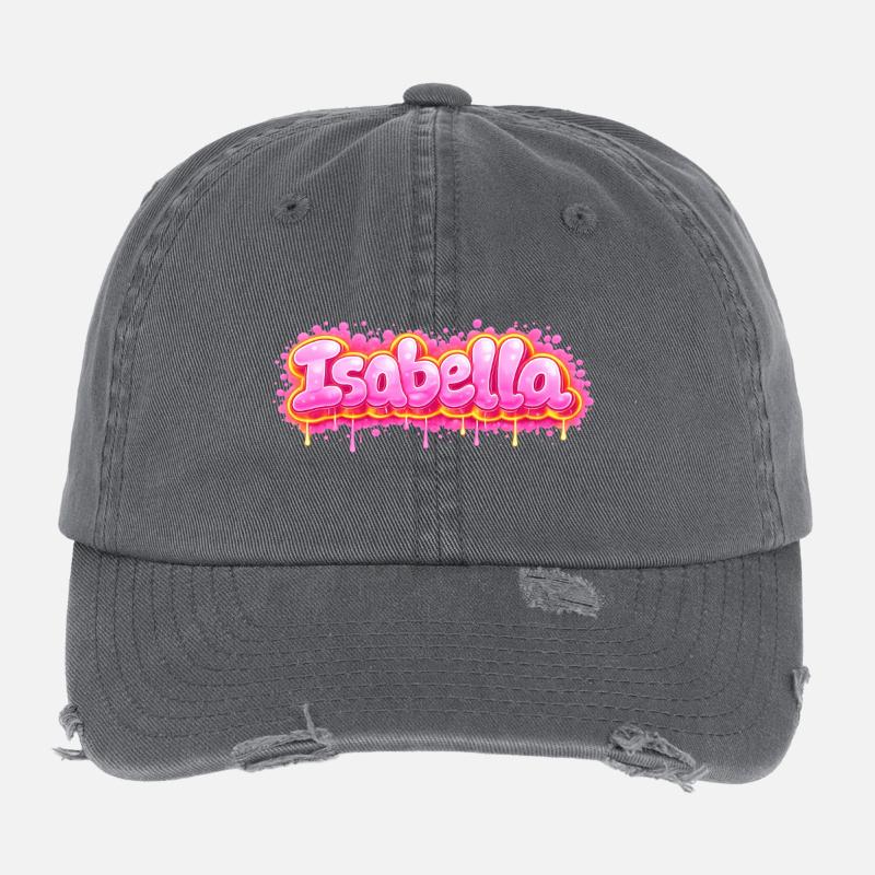 ISABELLA GRAFFITI NAME FOR PERFECT GIFT PRINTABLE Flexfit Vintage Destroyed Cap