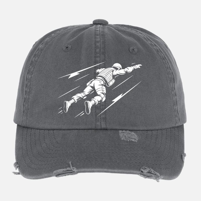 Astronaute en vol dans l'espace Casquette vintage effet usé Flexfit