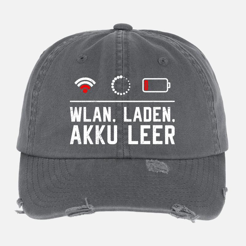 Coder WLAN. LADEN. AKKU LEER LUSTIG Flexfit Vintage Destroyed Cap