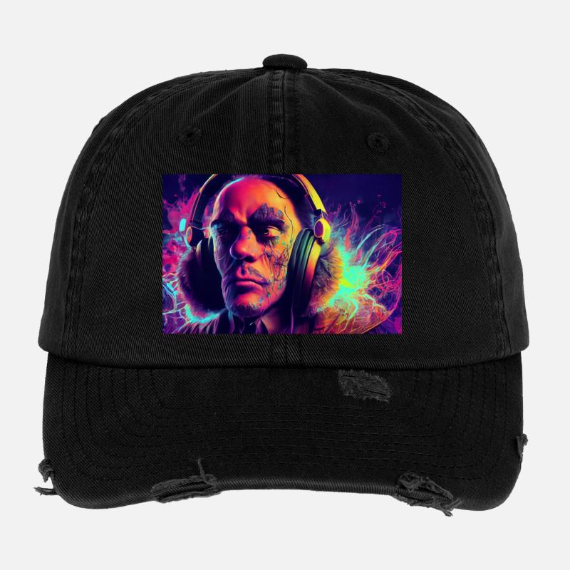 MusiquePsychodélique Casquette vintage effet usé Flexfit