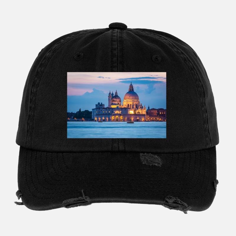 Santa Maria della Salute in Venedig am Abend Flexfit Vintage Destroyed Cap