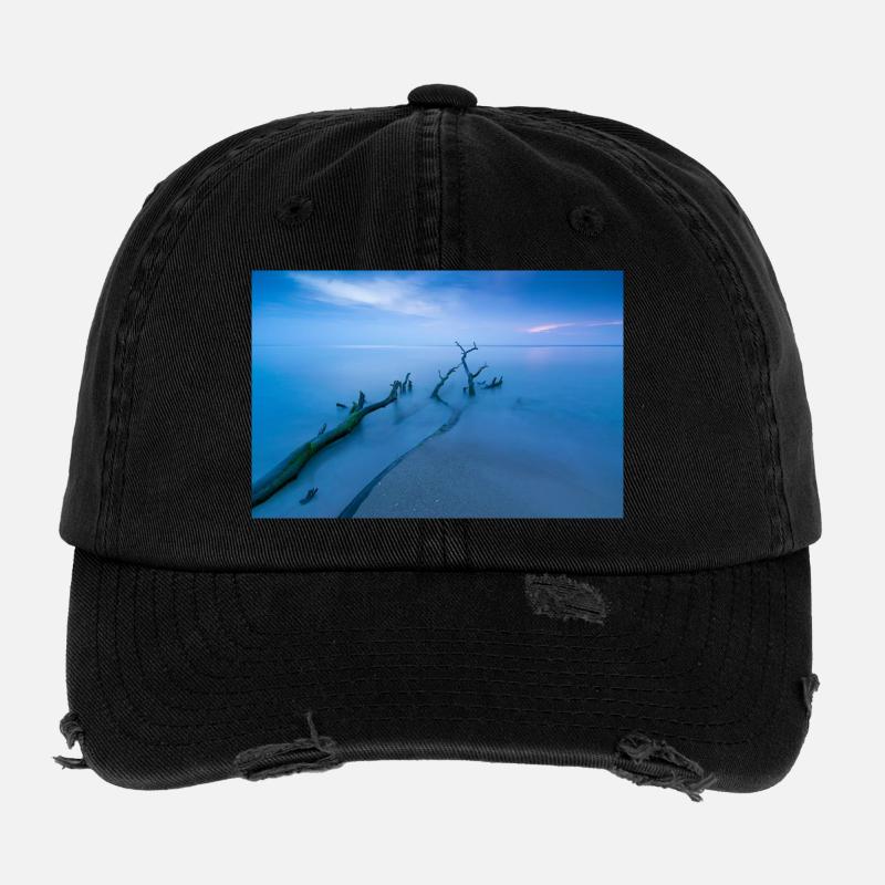 Blue hour on the west beach Flexfit Vintage Destroyed Cap