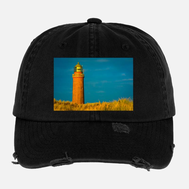 Lighthouse at sunset Flexfit Vintage Destroyed Cap