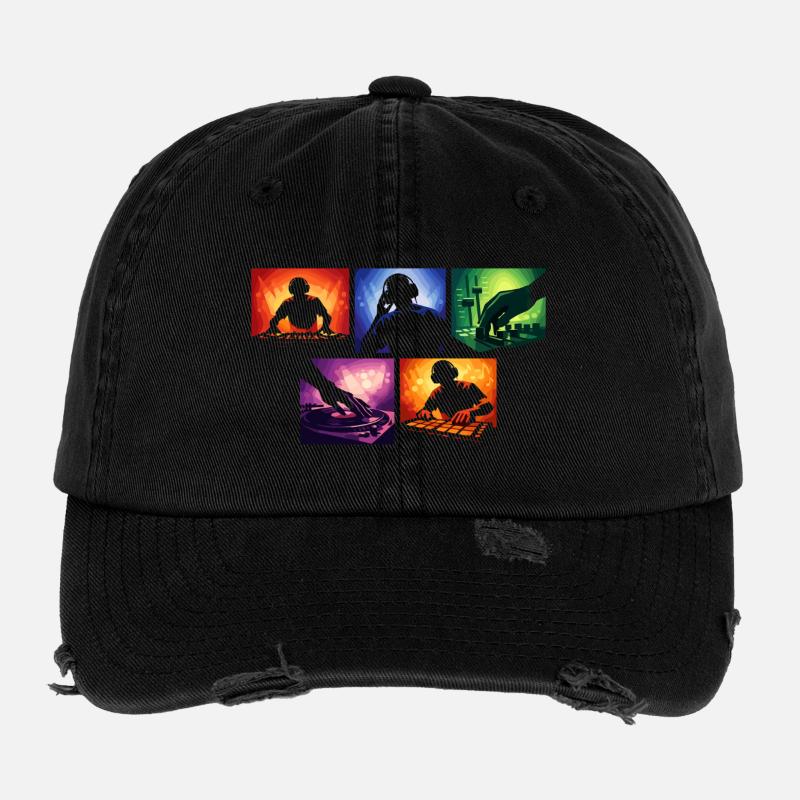 Licht-Silhouetten DJ-Set Collage Flexfit Vintage Destroyed Cap