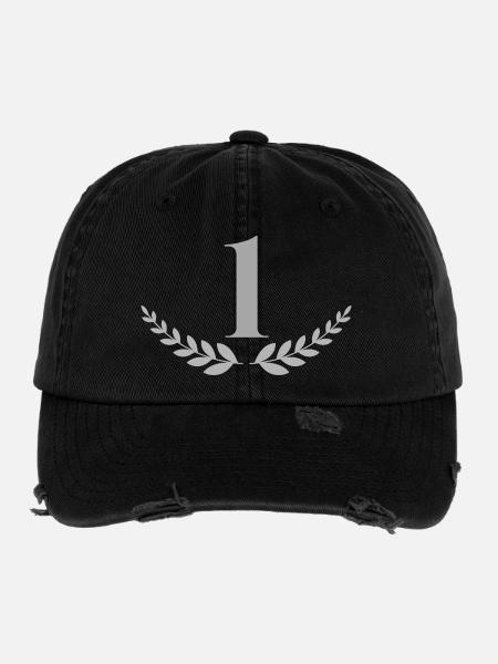1 - Flexfit Vintage Destroyed Cap - Schwarz - Vorne