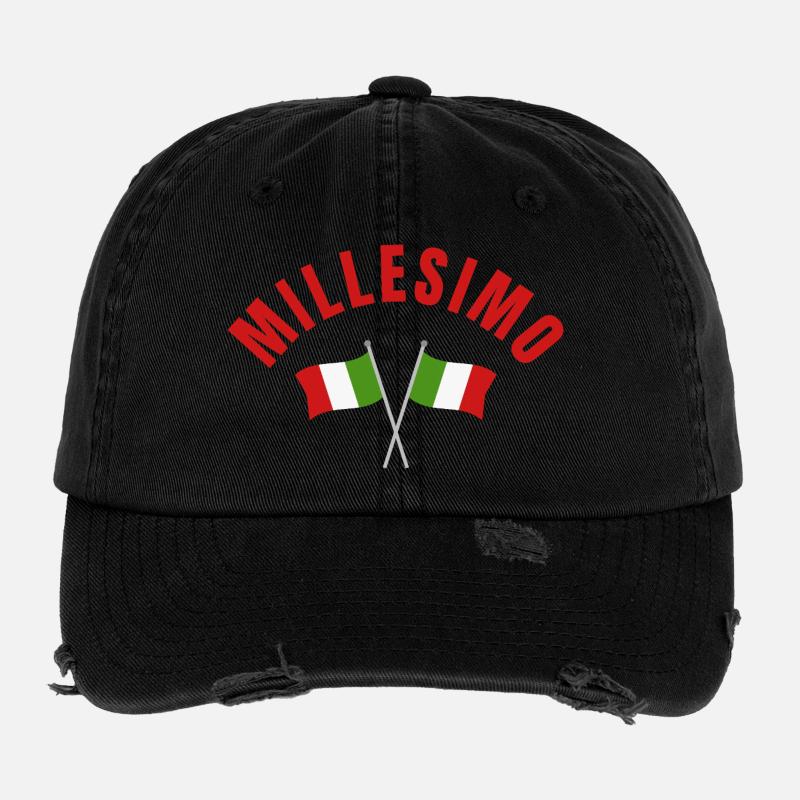 Millesimo Italian Flags Emblem Flexfit Vintage Destroyed Cap