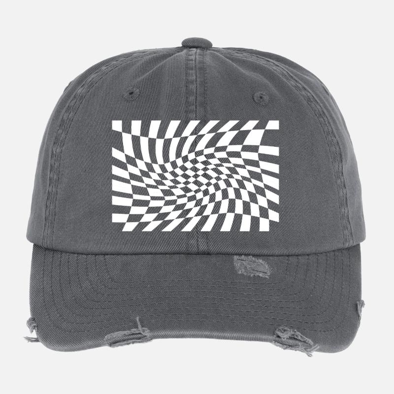 Optischer Checker-Wirbel Flexfit Vintage Destroyed Cap
