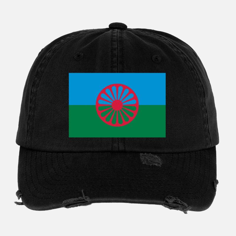 Drapeaux des Roms (V) Casquette vintage effet usé Flexfit