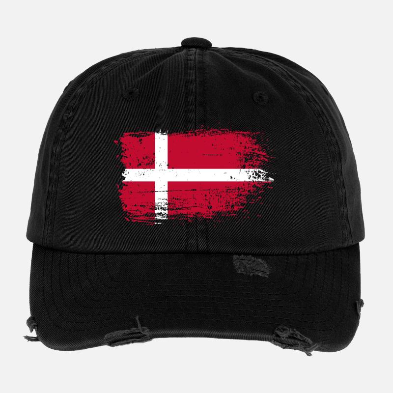 Imprimé drapeau danois grunge Casquette vintage effet usé Flexfit