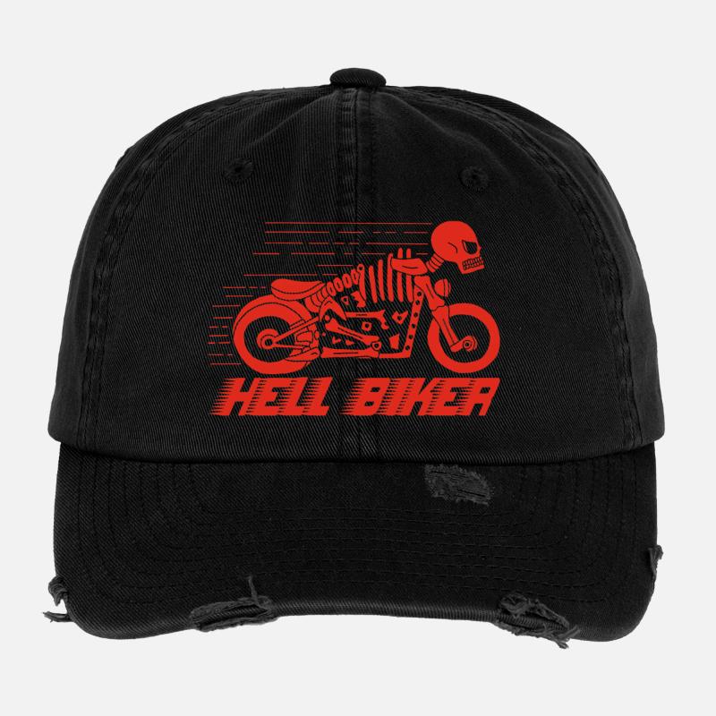 Moto squelette rouge Casquette vintage effet usé Flexfit