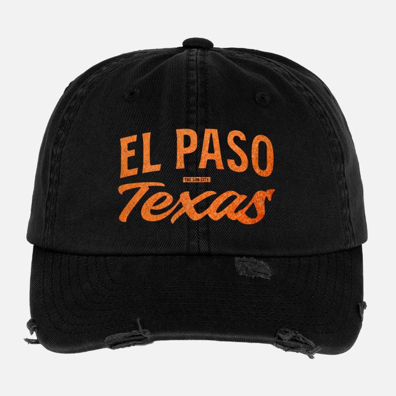 El Paso Texas Script Logo Flexfit Vintage Destroyed Cap