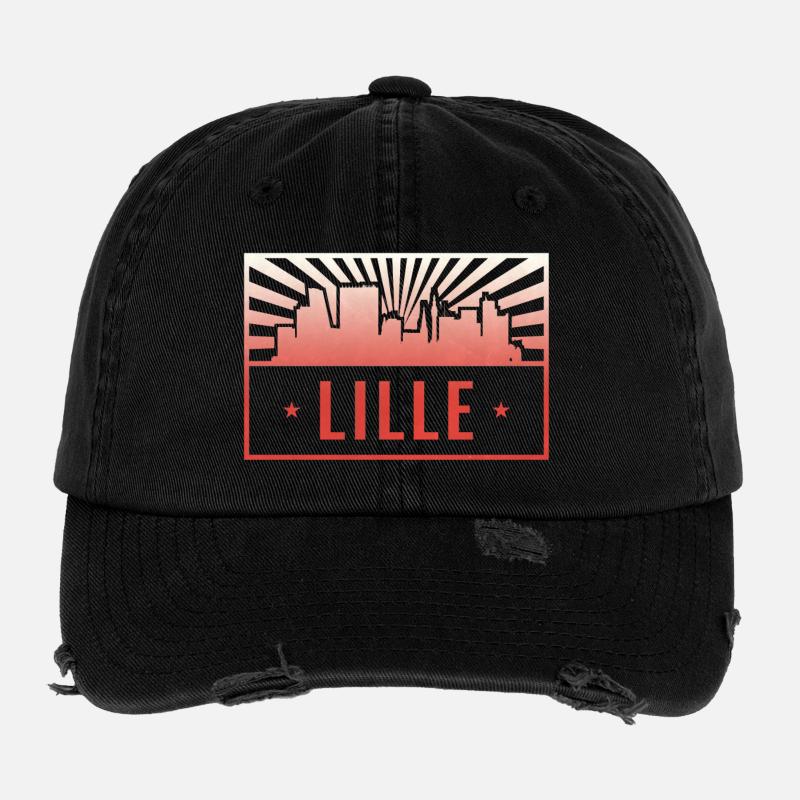 Lille Skyline Sunrise Gradient Flexfit Vintage Destroyed Cap