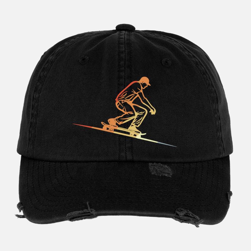 Skateboarding Retro Style Flexfit Vintage Destroyed Cap