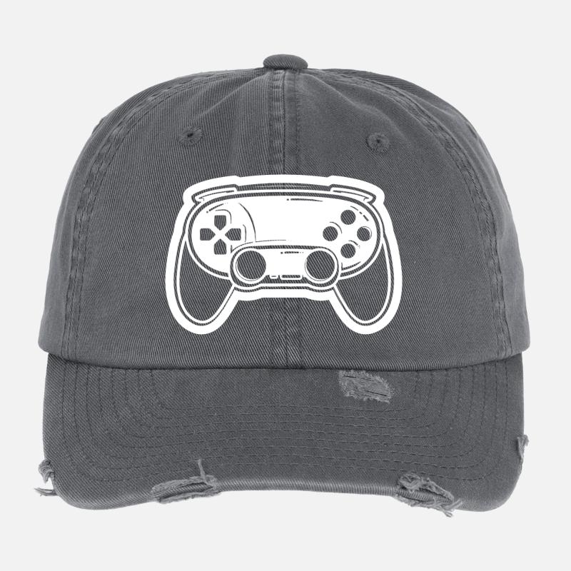 Videospiel Controller Zeichnung Flexfit Vintage Destroyed Cap